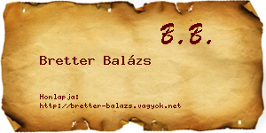 Bretter Balázs névjegykártya